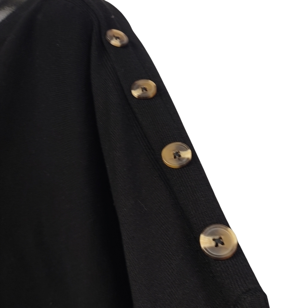 Cable & Gauge Women's Black 3/4 Sleeve Croop Neck Button Arm Sweater Size 1X - Picture 4 of 8